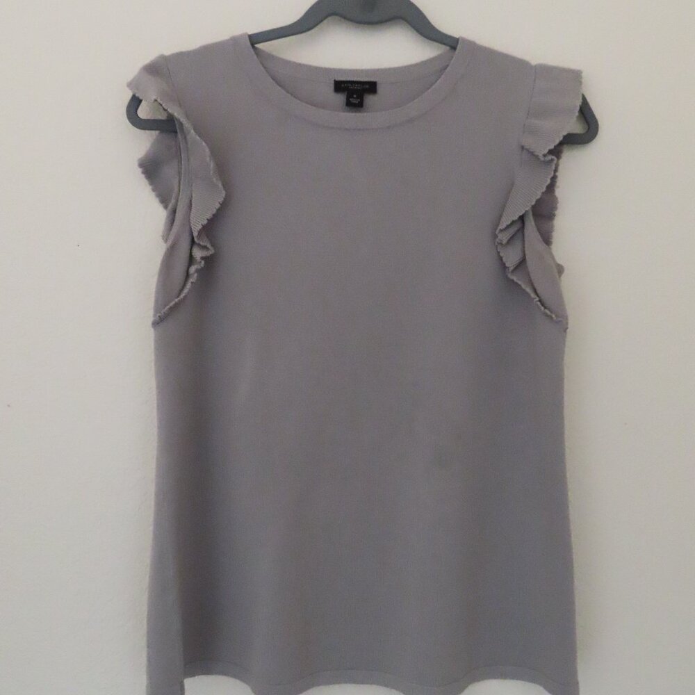 Ann Taylor Factory Womens Ruffle Trim ShellShort Sleeve Size M